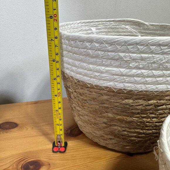 Set of 4 Seagrass & White Woven Plant Baskets – Indoor Planters | NWT - Picture 4 of 8